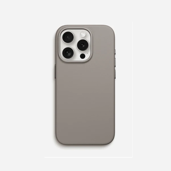 iPhone 15 Leather Magsafe Case With IC Working- Titanium